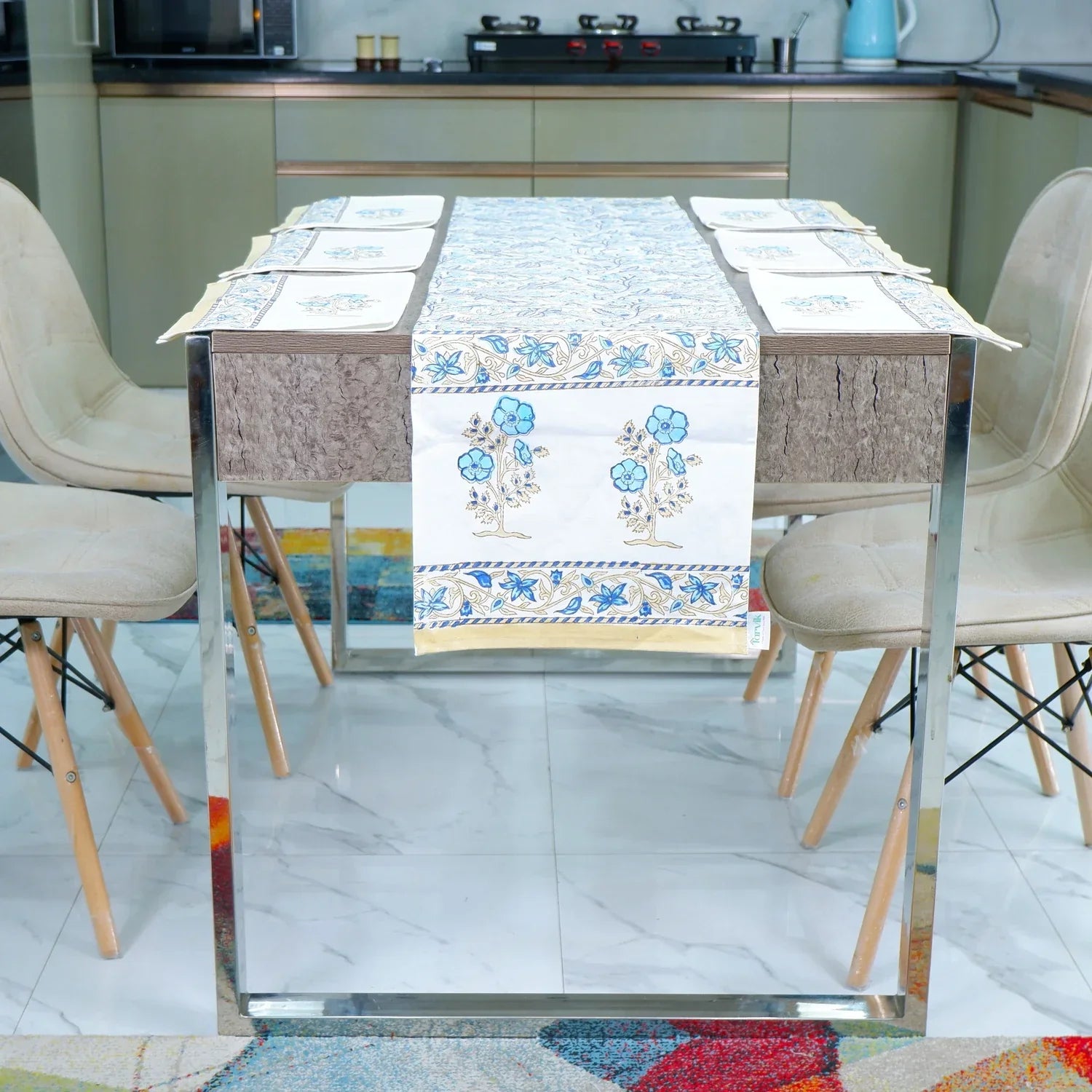 Hand Block Printed Cotton Table Runner - Zola - Tarvik